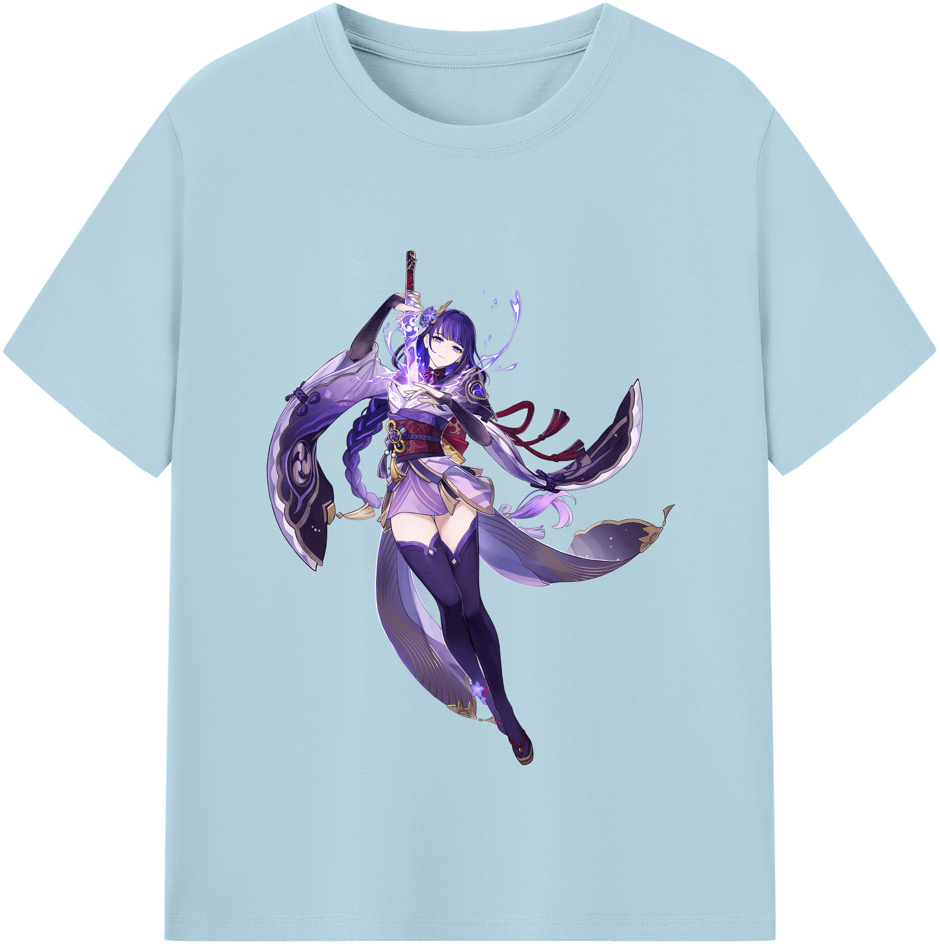 げんし神 雷電将軍 らいでんしょうぐん genshin Raiden Shogun 綿100％半袖Tシャツ（フロントプリント）